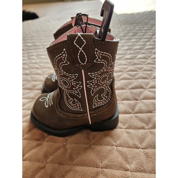 NWT Wonder Nation Toddler Pair Cowgirl Boots Brown Pink White 3 Months, Size 2 - Picture 4 of 8